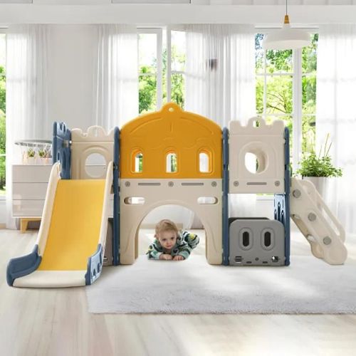 Toboggan 6 En 1 Pour Enfants, Jeu D'escalade Et De Forage. Fabriqué En Polyéthylène Haute Densité (Pas De Marbre Marin)
