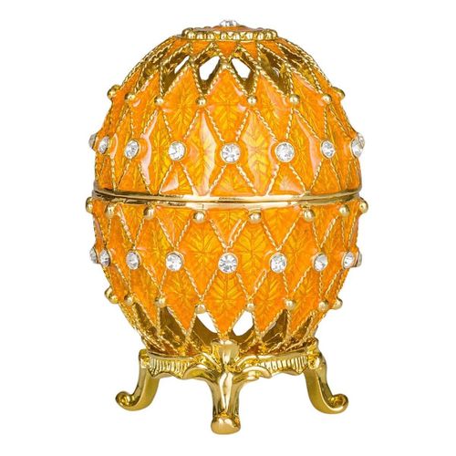 Oeuf à la Fabergé sculpté boîte à bijoux 7,5 cm, jaune