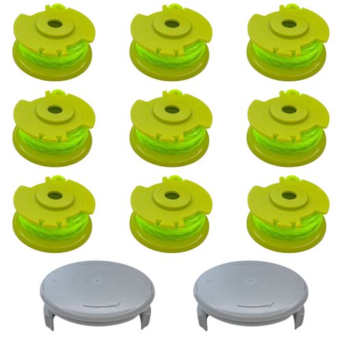 Bobine fil coupe bordure fil de rechange AC80RL3 compatible pour Ryobi One+ débroussailleuse 18V 24V 40V Ø 2mm longueur 3,4m [Lot 9 bobines + 2 couvercles] Phonillico®