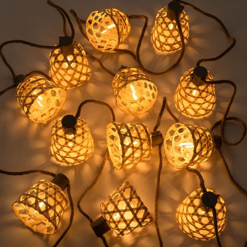 Guirlande De Jardin Avec Lumières Led Et Chargeur Solaire (7,40 M) Ducrot Naturel