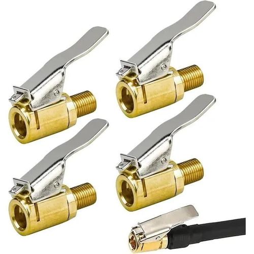 4pcs 8mm Embout Gonflage Pneu Voiture Adaptateur De Valve De Pneu De Voiture Raccord De Valve Gonflage En Laiton Air Mandrin Pompe