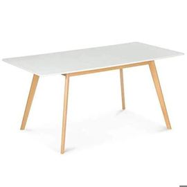 Table À Manger Extensible Blanche - 4-6 Personnes - Design Scandinave Moderne - Séjour Cuisine