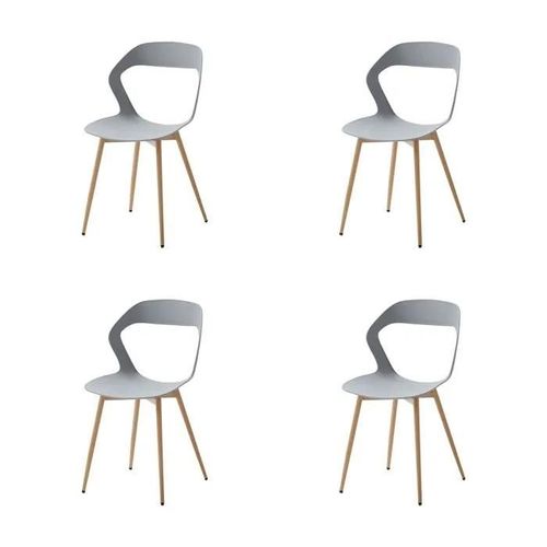 Chaises - Design - Lot De 4 - Grises - Métal - Ergonomiques