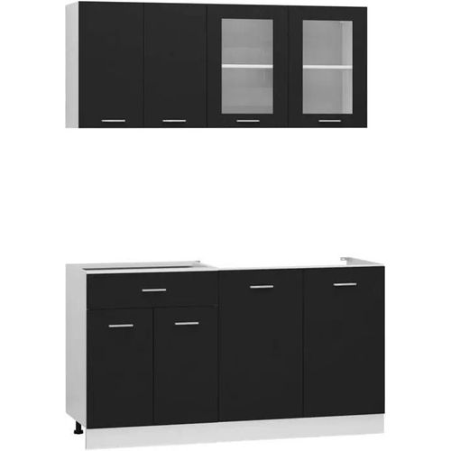 Ensemble De Meubles De Cuisine 4 Pcs Armoires De Rangement Ensemble D'equipement De Cuisine Meubles De Rangement Maison Noir