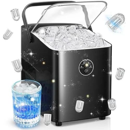 Machine à Glaçons, 14kg en 24h, 8 Glaçons en 8 Minutes, avec 2 Tailles de Glaçons, Autonettoyante