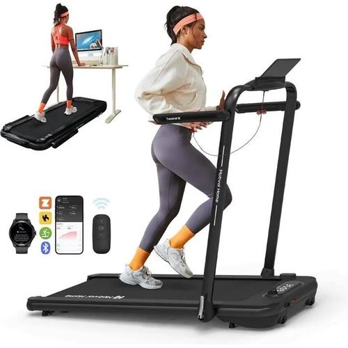 Tapis De Course Pliable, 3 En 1, 2,5 Cv, Compact Et Portable,12 Km/H, Télécommande, Écran Led,120 Kg
