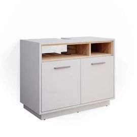 Meuble Blanc Sous Vasque 80 Cm Salle De Bain Meuble Lavabo Avec Placards En Bois