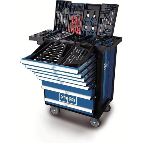 Servante d'atelier Set d'outils, Chariot d'outillage avec 4 roulettes, 263 pièces incluses, Verrouillable et Mobile, 7 tiroirs