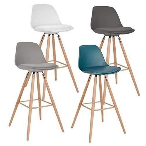 Lot De 4 Tabourets De Bar Gris Foncé/Gris Clair/Blanc/Bleu - Meuble Comptoir Salle À Manger