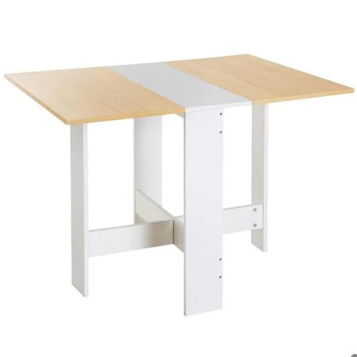Table Pliable Blanc + Bois Cuisine 103cm