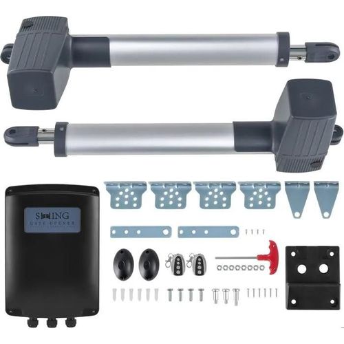 Kit de motorisation pour portails battants, 80W MAX 600 kg pour deux portes de 300kg et 2,5m, avec 2 télécommandes