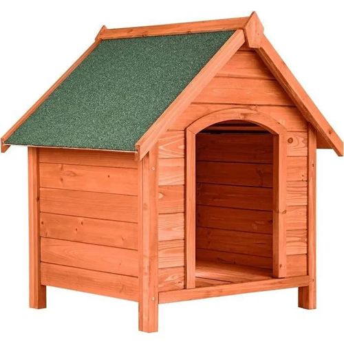 Niche Pour Chien - Bois Lasuré - Toit Pointu Rabattable - Résistant Aux Intempéries - Confort Optimal