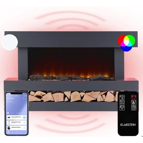 Cheminée Électrique Décorative avec Télécommande - Chauffage LED 2000W, Effet Flamme Réaliste