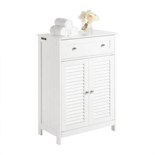 Meuble Salle De Bain + Tiroir Et Portes Meuble De Rangement Blanc Commode