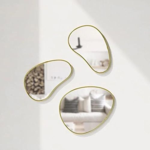 Lot de 3 miroirs muraux Modernes en Laiton, Cuivré