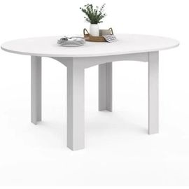 Table À Manger Extensible Ronde 4-8 Personnes Blanc 110-150 Cm