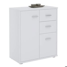 Buffet Blanc Cuisine Meuble Rangement Commode 2 Tiroirs + 2 Portes