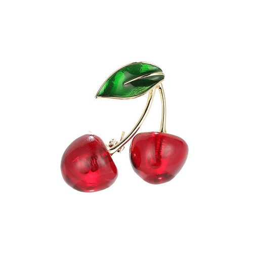 Broche Cerise Minimaliste - Épingle À Revers En Cuivre De Haute Qualité