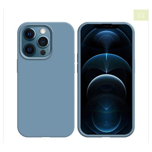 Coque Silicone Compatible Pour Apple Iphone 12 Bleu Acier