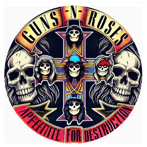PANNEAU ROND ALUMINIUM 20cm - DECORATION - THEME HARD ROCK - GUNS N ROSES -