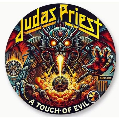 PANNEAU ROND ALUMINIUM 20cm - DECORATION - THEME HARD ROCK - JUDAS PRIEST -