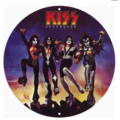 PANNEAU ROND ALUMINIUM 20cm - DECORATION - THEME HARD ROCK - KISS -