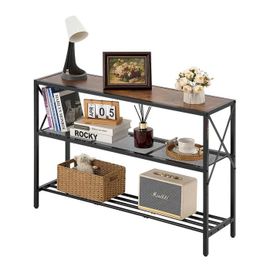 Table Console Étroite Pour Canapé-Vevor-106 X 29,5 X 73,5 Cm-Table D'entrée Longue-3 Niveau-Pour Couloir, Salon, Marron Et Noir