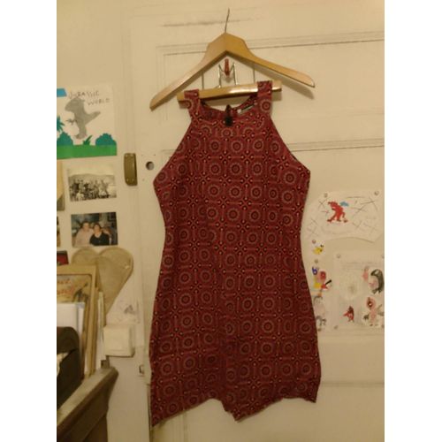 Robe Rouge Motifs Beiges 42 Xl Coton Du Monde.