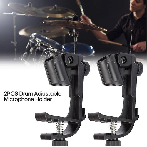 2pcs Tambour Microphone Clips Tambour Réglable Microphone Holder