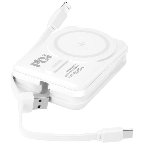Chargeur Externe Magsafe 10000mah Iphone Lightning Et Câble Usb C, Blanc