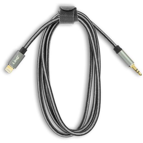 Câble Lightning à Jack 3.5mm Mâle Tressé Nylon Qualité Son 1.5m LinQ Gris