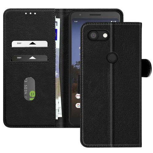 Coque Pour Portefeuille À Clapet Google Pixel 3a Et Support Vidéo, Noir