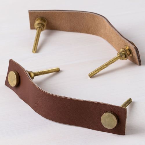 Lot De 2 Poignées En Cuir Teroy Style Caramel