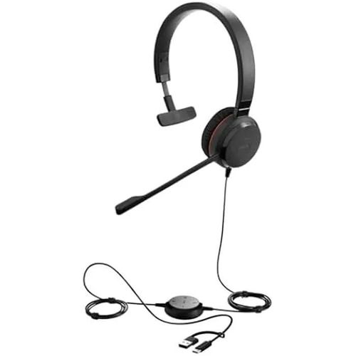Jabra Evolve 30 II Casque Mono-Filaire certifié Microsoft Teams avec unité de contrôle d'appel, Microphone antibruit, indicateurs