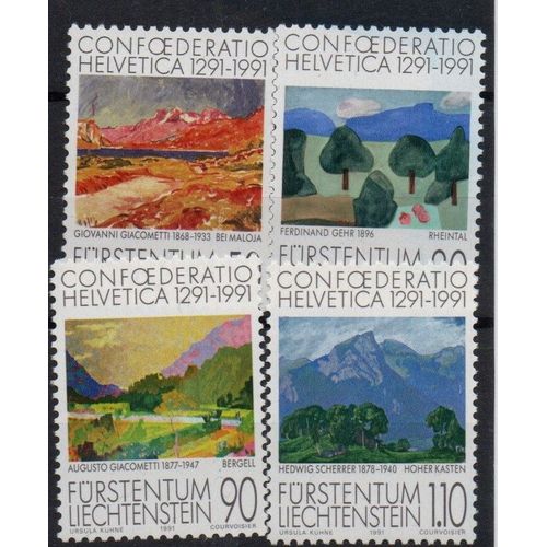 Liechtenstein Timbres Anniversaire De La Confédération Helvétique 1291-1991