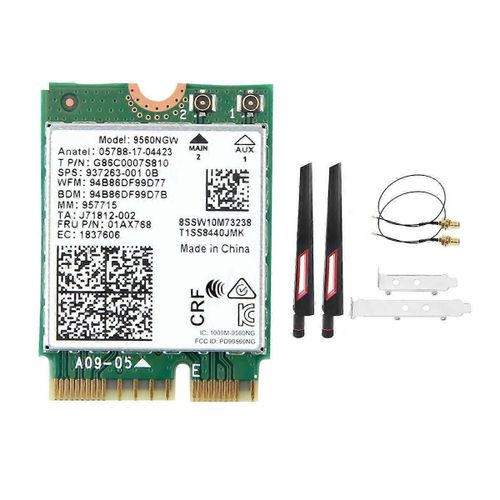 9560NGW Adaptateur de carte WiFi + antenne 1730Mbps Wireless AC 9560 2.4G + 5G BT 5.0 802.11Ac M.2 CNVI 9560NGW Adaptateur sans fil B