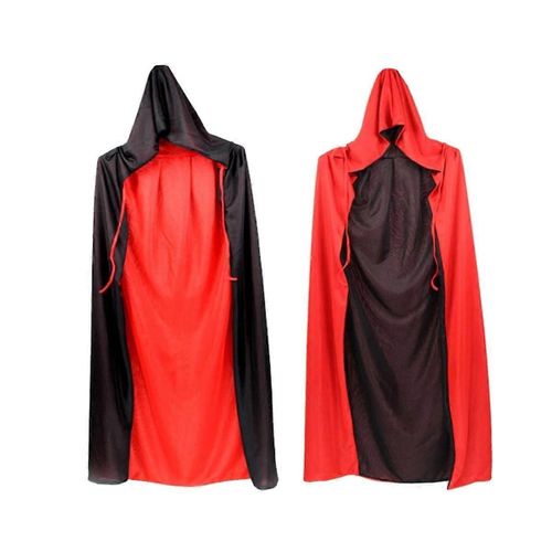 2pcs Halloween Vampire Manteau, Réversible À Capuche Vampire Cape Pour Halloween Adulte Cosplay, Noir Et Rouge 5ft B