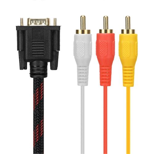 Câble adaptateur,Câble RCA Câble audio RCA Câble VGA vers AV Adaptateur de câble AV audio 15 broches vers 3 RCA pour