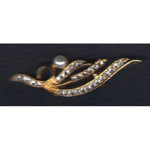 Broche Plaqué Or Avec Pierres Incrustées Et Épingle