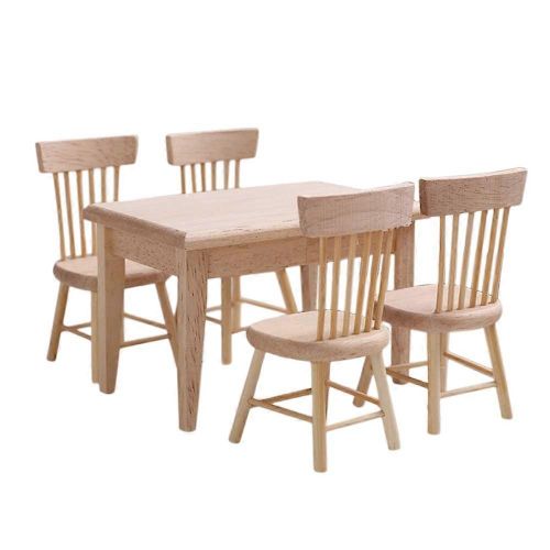 1/12 Meubles En Bois De L¿Ensemble Table & Chaise, Accessoires Miniatures De L¿Accessoire De Salle À Manger