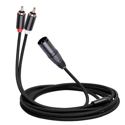 RCA19 Câble audio stéréo 2m Cordon XLR mâle vers double prise RCA mâle pour microphone de console Mxing