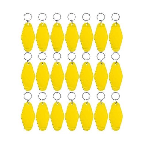 24 Pcs Vintage Motel Porte-Clé Bricolage Blanc Hôtel Porte-Clés Transfert De Chaleur Blanc Porte-Clés En Vrac Sublimation (Jaune)