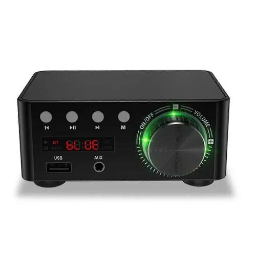 50W + 50W 100W Bluetooth 5.0 Amplificateur Audio Numérique Ampli de Puissance Classe D USB AUX TF Home Cinéma HiFi Stéréo Noir