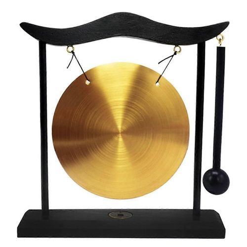 Mini Bureau Gong Table Carillon De Vent Instrument De Percussion Cymbales Gongs Avec Maillet Pour Décoration D¿Intérieur Pendaison De Crémaillère Cadeau-A