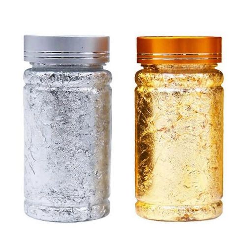 2 Pcs Feuille Métallique Papier Flocons D¿Argent Pour Bricolage Artisanat Peinture Dorure Artisanat Nail Arts (Argent Aller