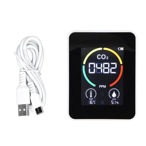 Detecteur de CO2 Semi-conducteur Moniteur de qualite de l'air Capteur d'humidite de la temperature H8 Plus ZNAZGG01 Blanc