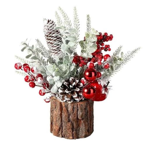 Petit sapin de Noël, arbre de Noël artificiel avec des ornements de Noël Pine Cone Berry, arbre de Noël de table