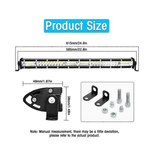 Barre lumineuse à LED Spot Flood Combo Beam Slim Single Row LED Driving Lamp Off Road Lights Lampe de travail à LED - 20 pouces