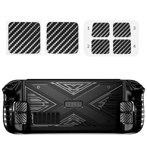 6 Pcs/Set Pour Steam Deck Console De Jeu En Fibre De Carbone Motif Pvc Autocollant Protecteur Autocollant