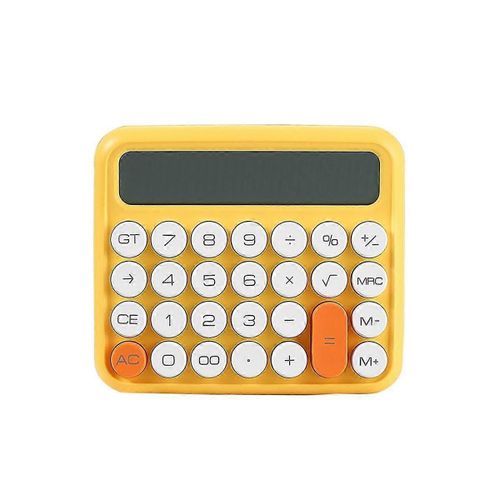 12 chiffres Calculatrice carrée Papeterie Grand écran Lcd Calculatrice de bureau École Dual Portable Jaune